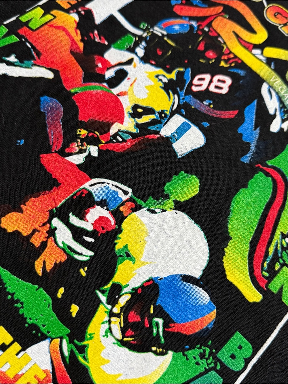 Tultex Black Retro Football Graphic Tee with Multicolor Print - Picture 4 of 7